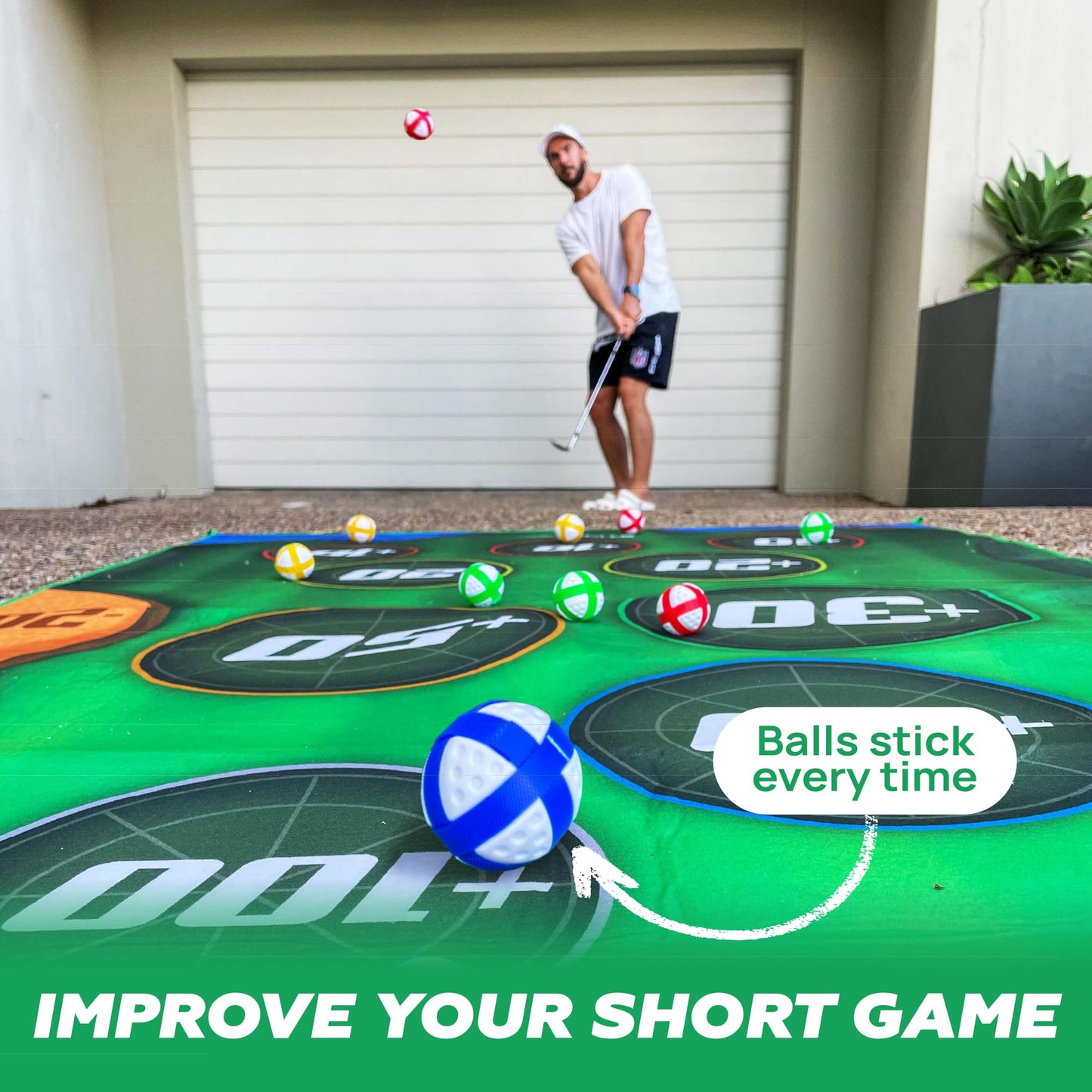 Golf Game for Adults Outdoor Indoor - Backyard Chipping Set with Sticky Balls - Family Entertainment Multi-Player Action - Friend and Party Activity - Gift for Golfers (no Club)