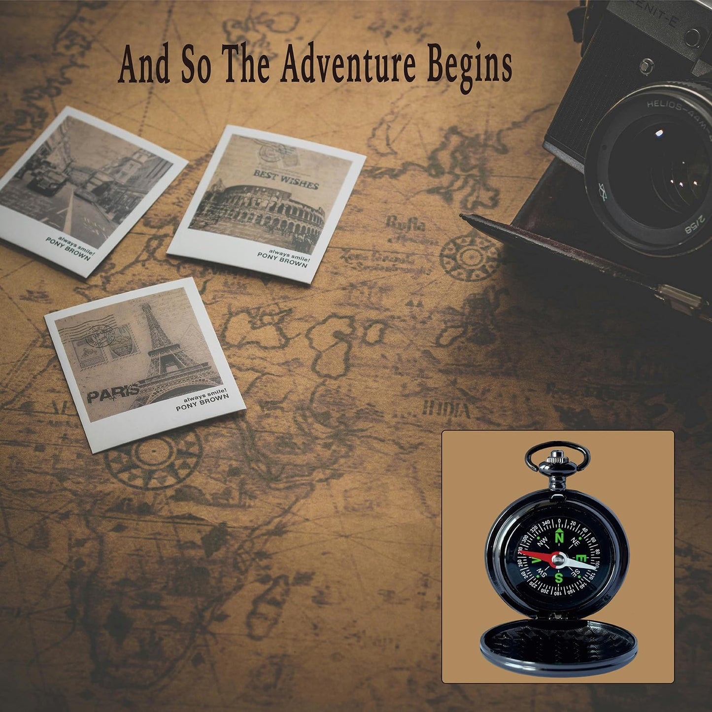 The Adventure Begin Compass Pocket Black with Keychain, College High School Boot Camp Graduation Gifts, Graduation Compass Gifts for Him Men Friends, Inspirational Keepsake Gifts Ideas for Grads