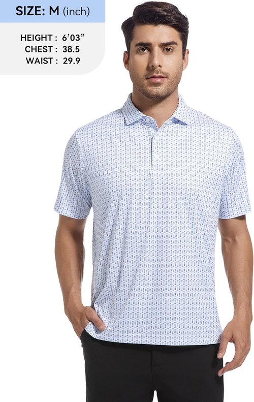 Esabel.C Men's Golf Shirts - Moisture-Wicking Short Sleeve Performance Polo | Stretch Fit, Active Wear