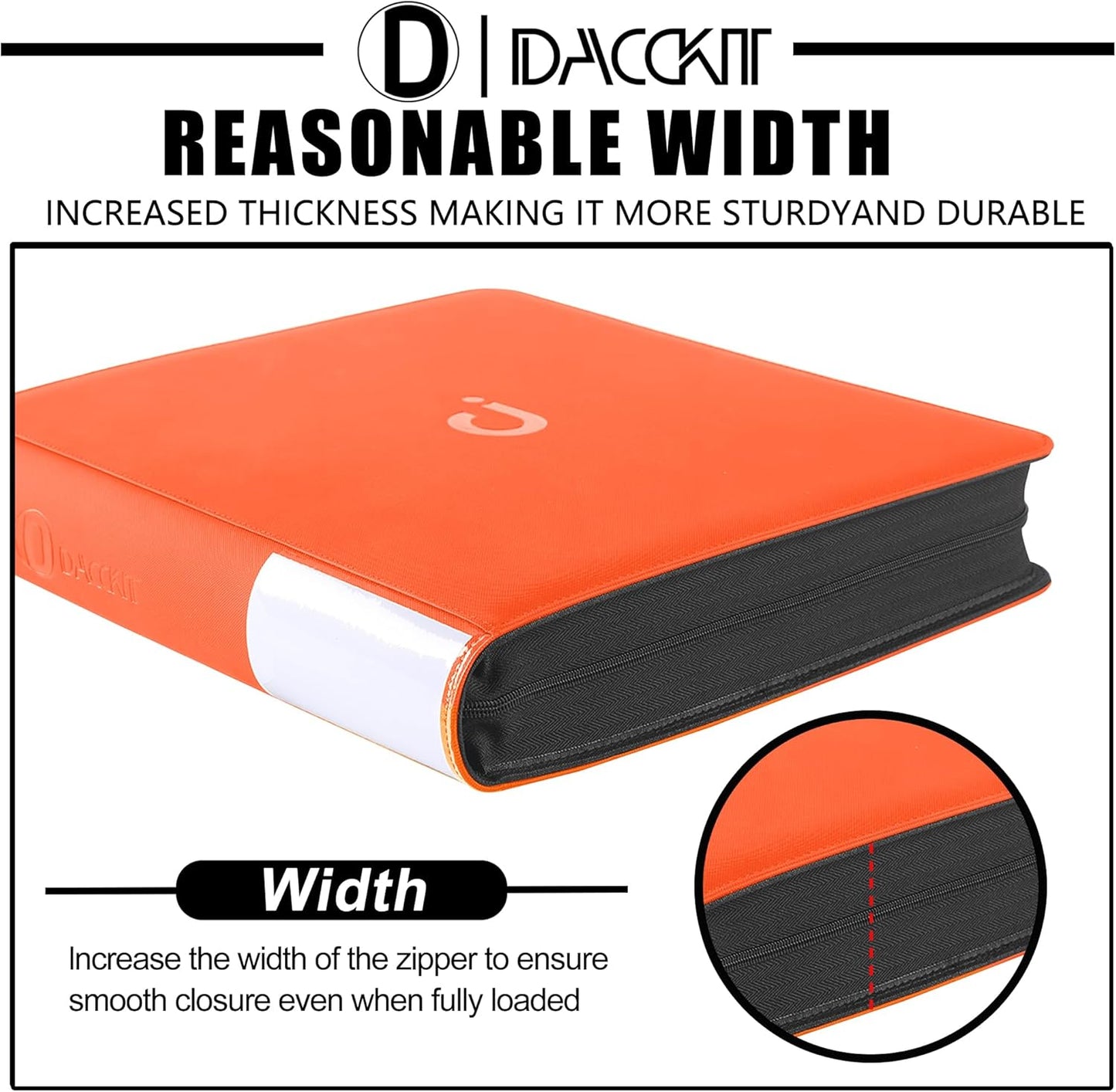 Premium Card Binder - 12 Pocket Design Fits 1200 Cards | 3X4 Ringless with Sleeves in Bright Orange