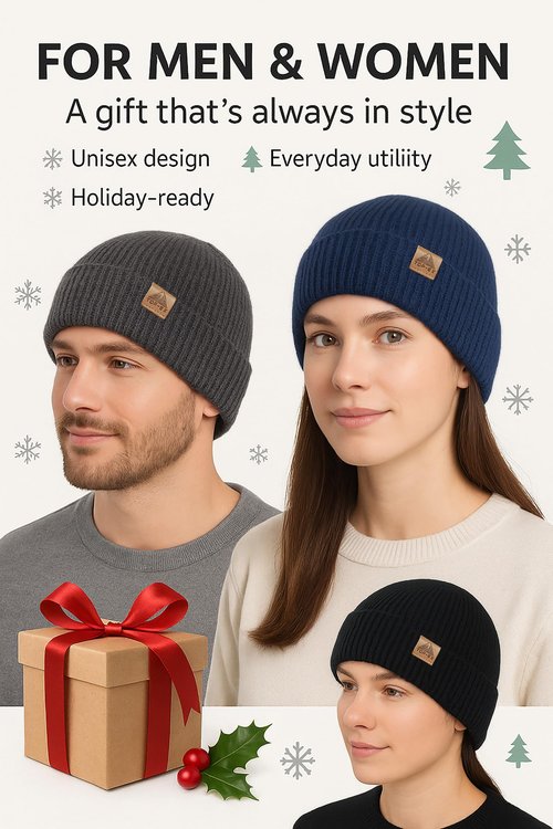 TOP-EX 100% Merino Wool Beanie Warm Winter Hat for Men & Women – Stretchy Thermal Knit Cap for Hiking Golf Running Travel Outdoor Grey L/XL