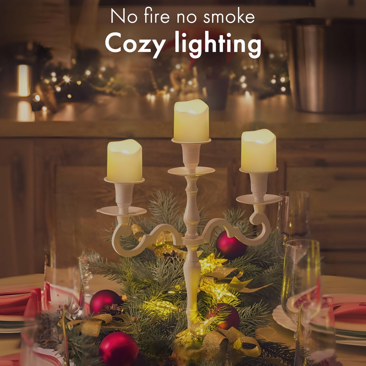 SR ESSENTIALS 12Pcs Flickering Flameless Tea Lights Candles Battery Operated, Fake Electric LED Tea Lights for Weddings, Parties, Halloween, Christmas Home Decor [Energy Class A] (Warm White)