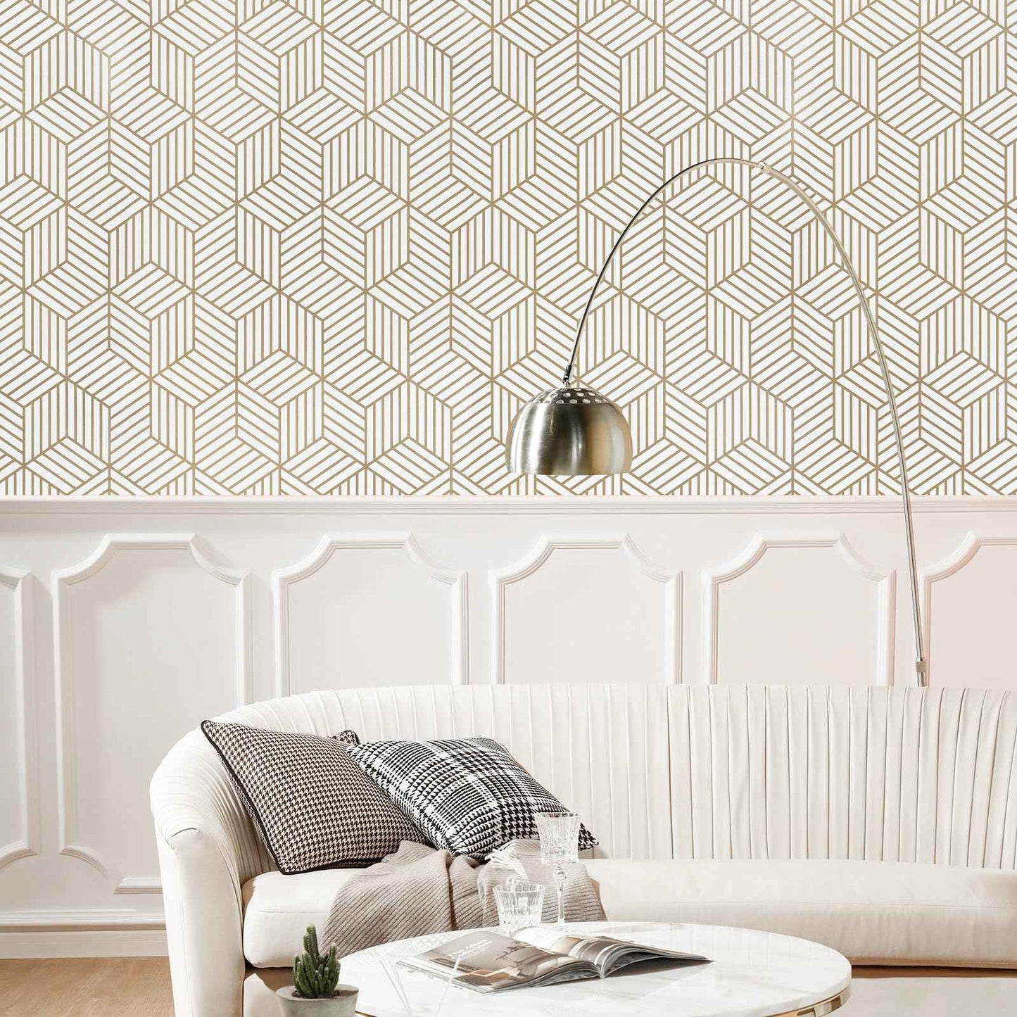 WENMER 17.7" x 118.1" Geometric Hexagon Peel and Stick Wallpaper - Removable, Self-Adhesive Vinyl Film for Home Use
