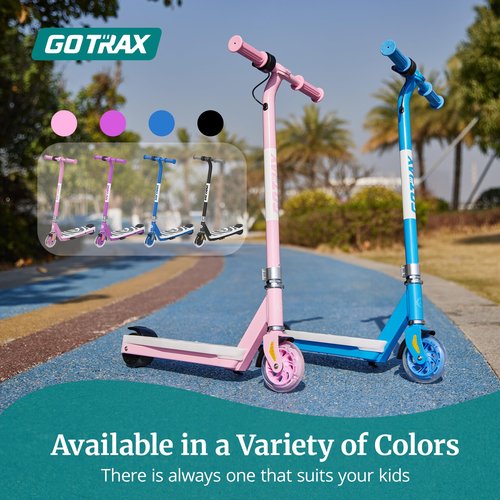 Gotrax Scout Pro Electric Scooter for Kids, Max 3 Mile Range, 6 Mph Speed by 80W Motor and Thumb Control, 5" Solid Wheels with Flash Wheel & Deck Lights, Max 110 Lbs Load for Boy & Girl Ages 4-7