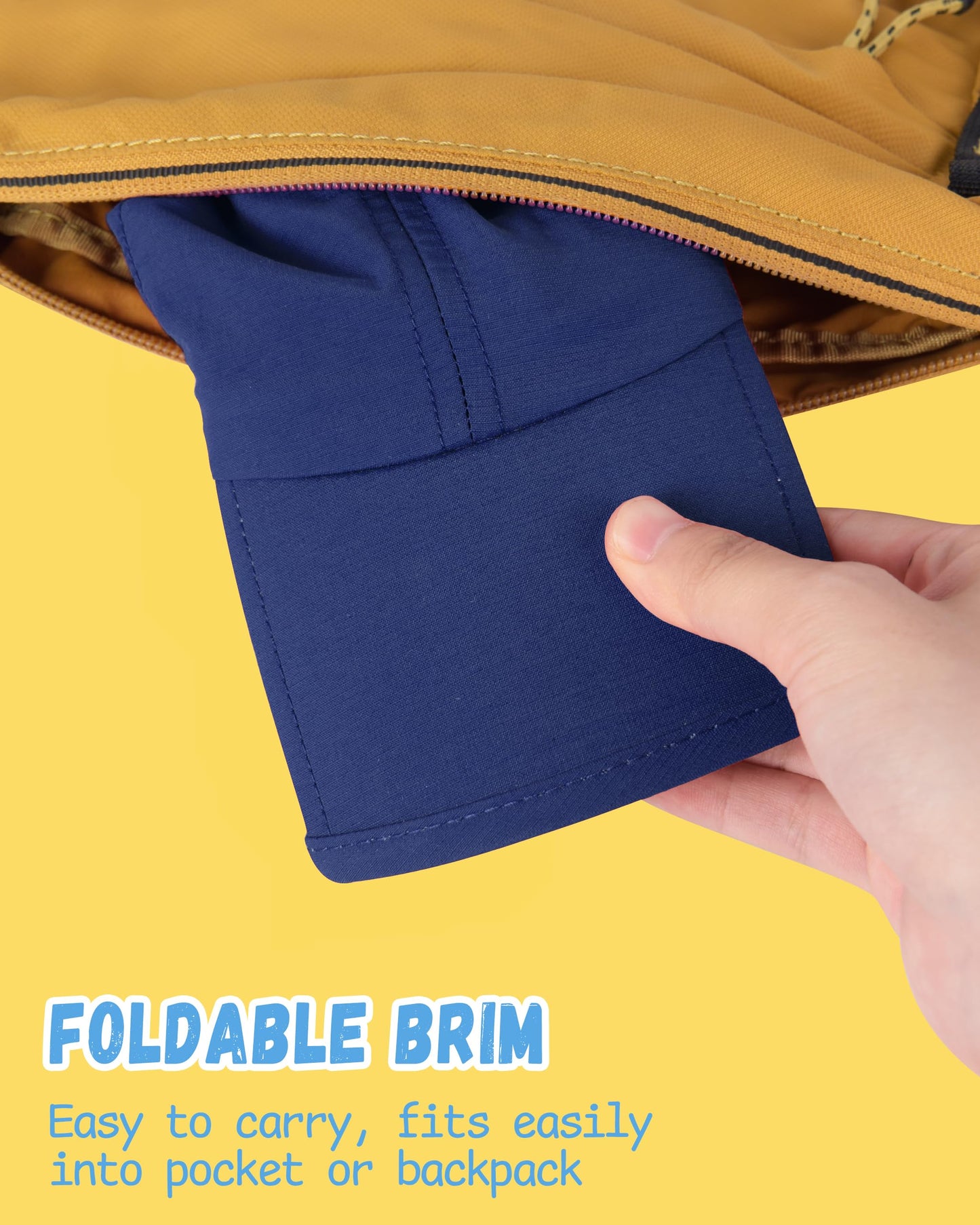 GADIEMKENSD Kids Hat, Foldable Toddler Baseball Cap, UPF50+ Sun Protection, Lightweight and Breathable, Quick Drying and Cool, Suitable for Boys or Girls 4-9T Blue