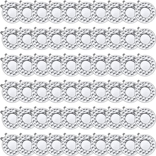 FINGER TEN Golf Ball Marker Hat Clip Magnetic Value 3 6 9 12 Pack Set Silver Durable Removable Attaches Easily to Hats Caps Belt (60 Pcs-Silver)