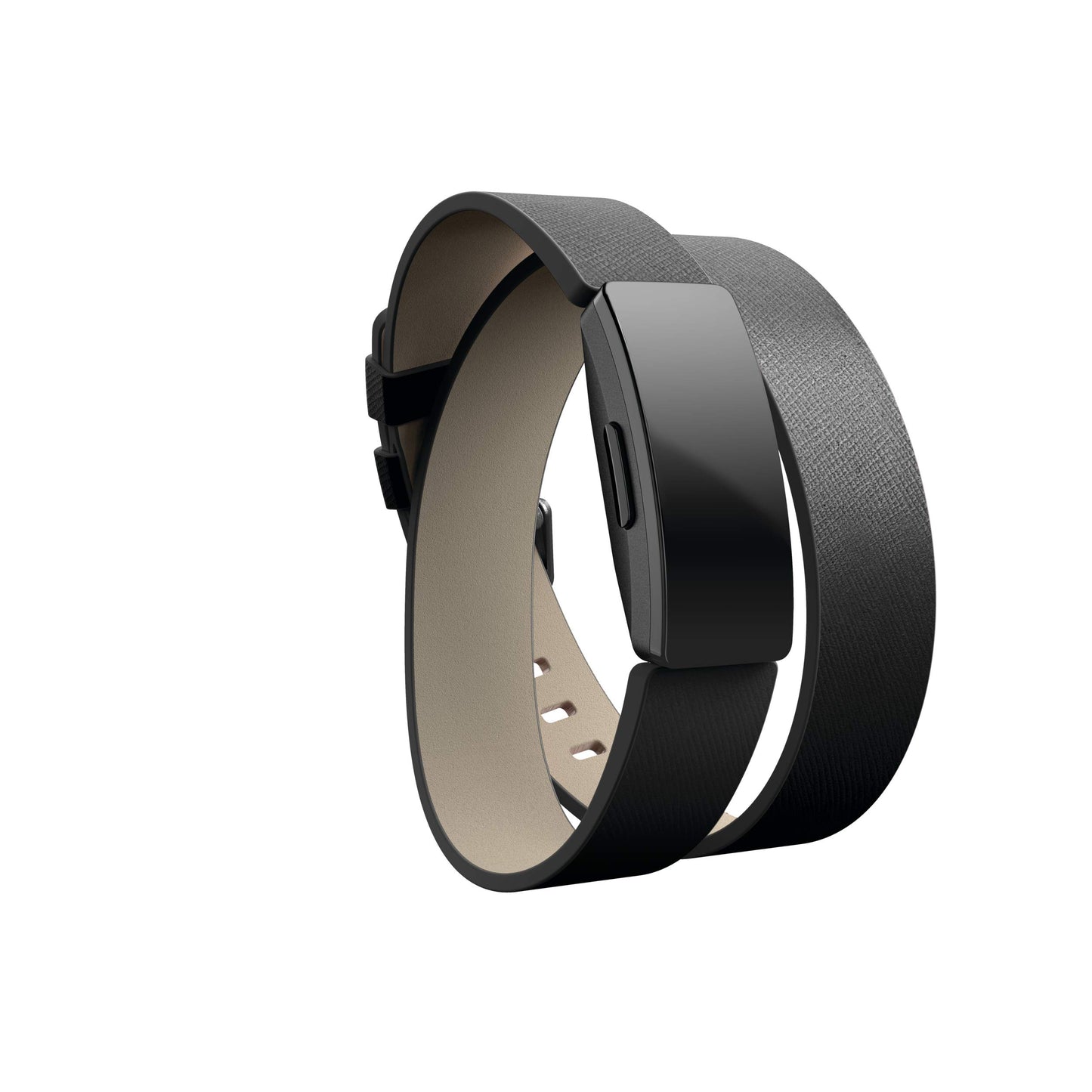 Fitbit Inspire HR & Inspire Accessory Band, Horween Leather Double Wrap, Official Fitbit Product, Black, One Size