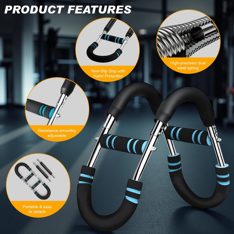Twister Arm Exerciser Bar – Heavy Duty Adjustable Resistance (60-110 lbs) for Chest, Arms & Shoulders – Portable Home Fitness Equipment for Strength Training Anywhere