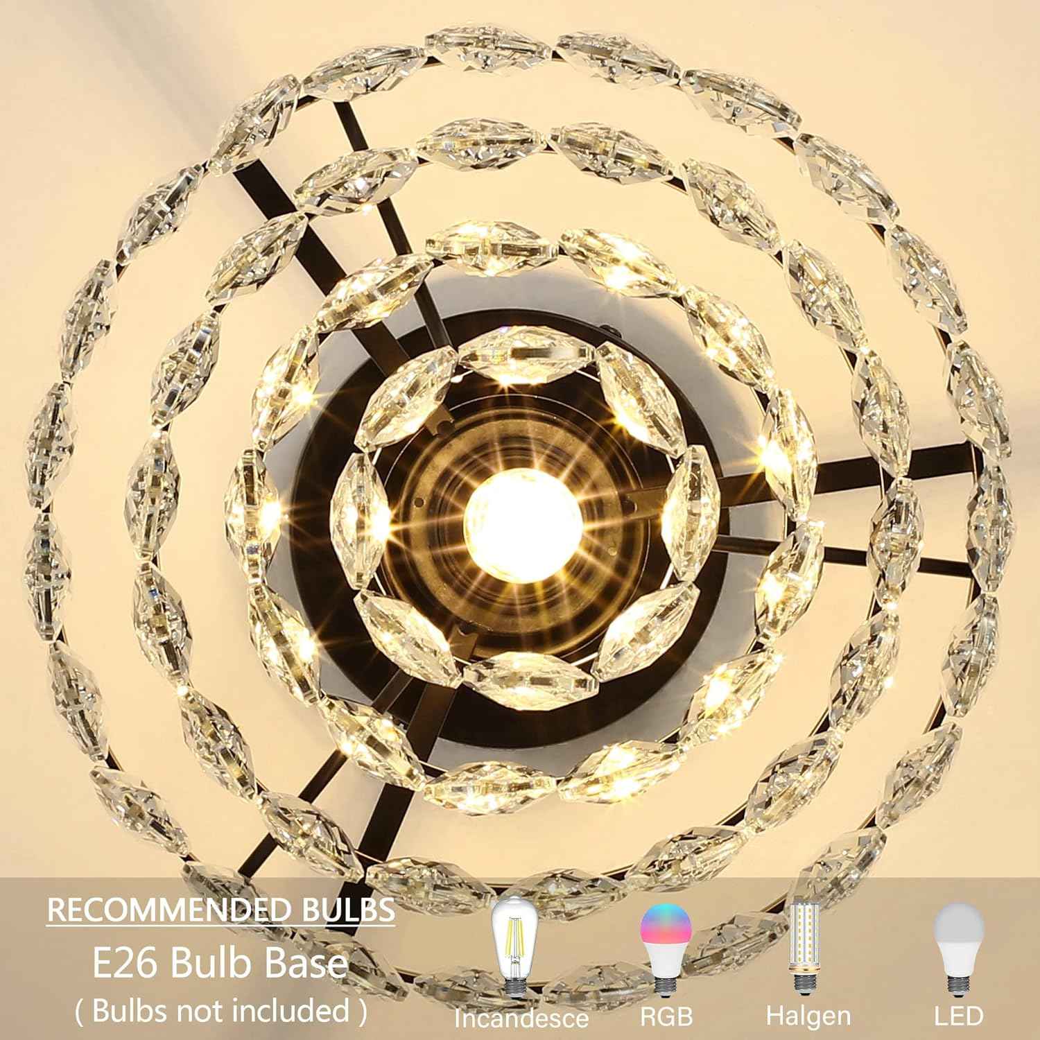 Gold Crystal Mini Chandelier - Modern Flush Mount Ceiling Light for Hallway & Bedroom