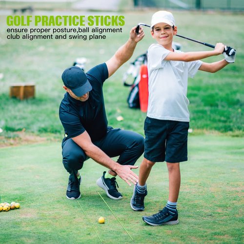 Asyxstar Golf Alignment Sticks - Upgraded 48" Training Aid 3 Pack for Aiming, Putting, Full Swing Trainer, Posture Corrector with Clear Tube Case - Gifts for Men Women Golfers