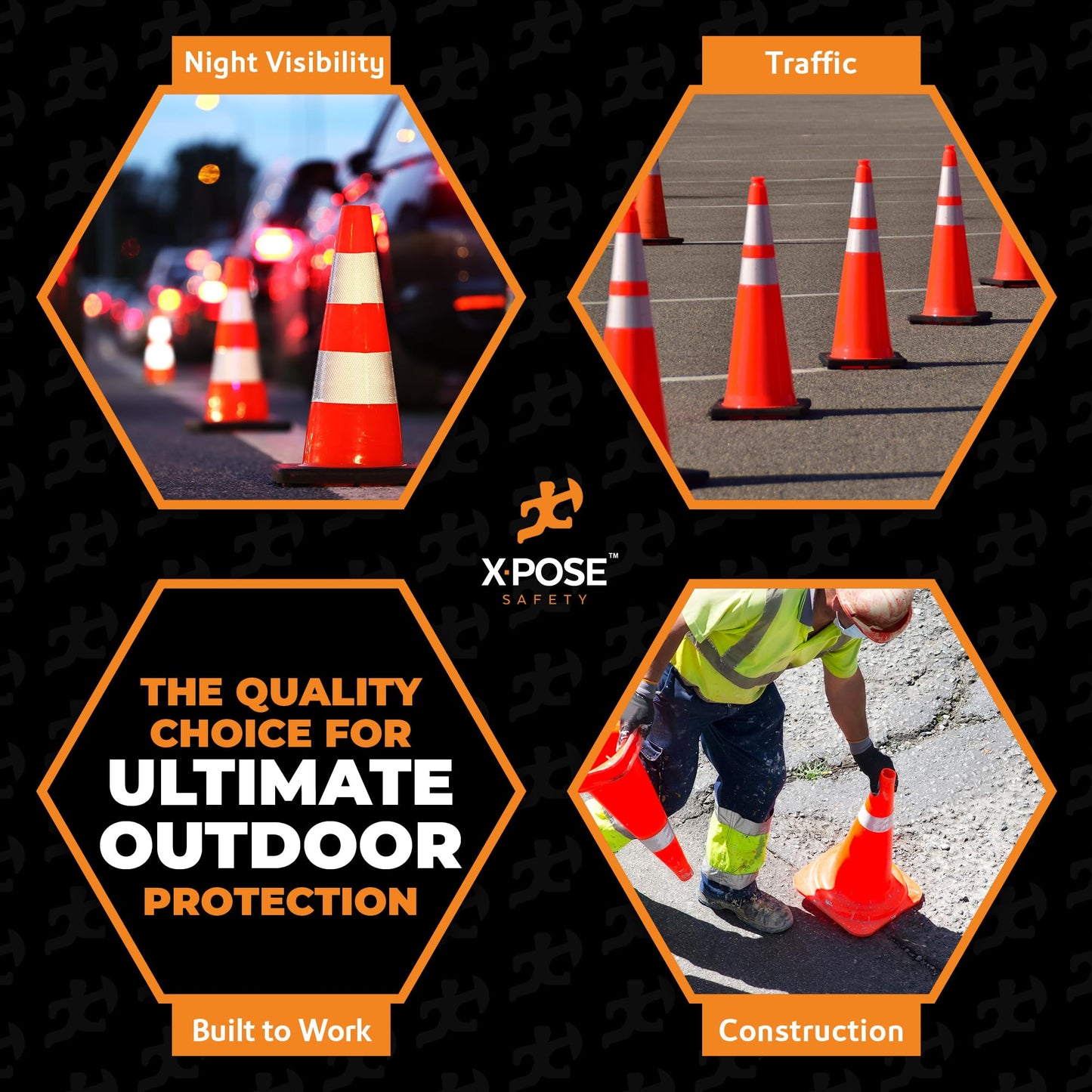 White+Hip Reflector Tape Cone Collar Set for Orange Traffic Cones - 20 Pack - 4 Inch and 6 Inch Collars for Wide Body Safety Cones 36 Inch Height – High Visibility Reflective Tape Stickers