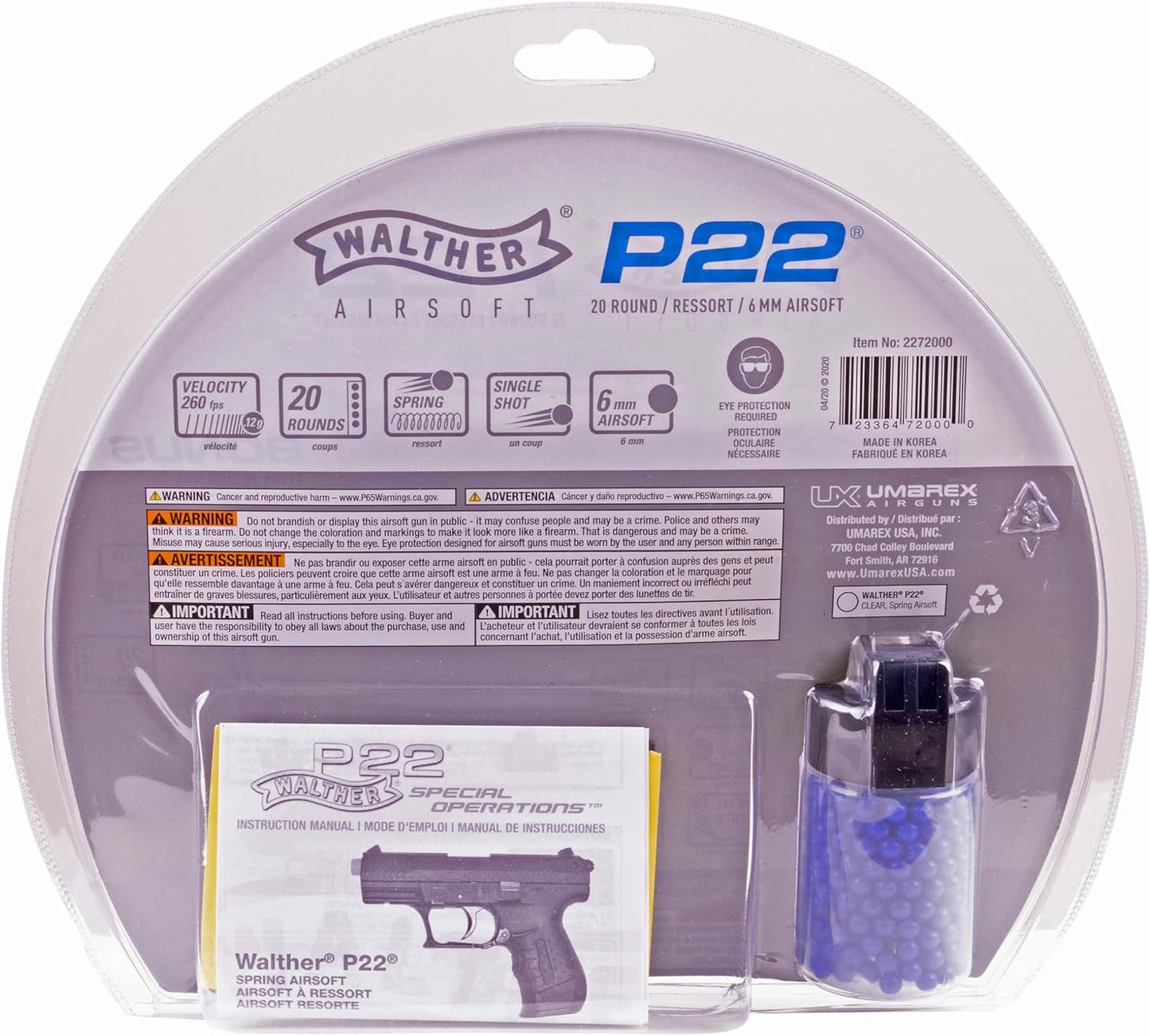 Walther P22 Airsoft Gun - 6mm BB Pistol with Realistic Blowback Action