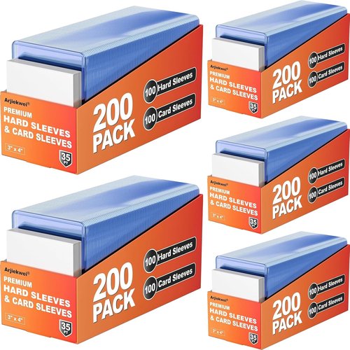 Arjiekwei 1000 Card Sleeves - Hard Plastic Protectors for Trading Sports Cards | 3"X4" Size