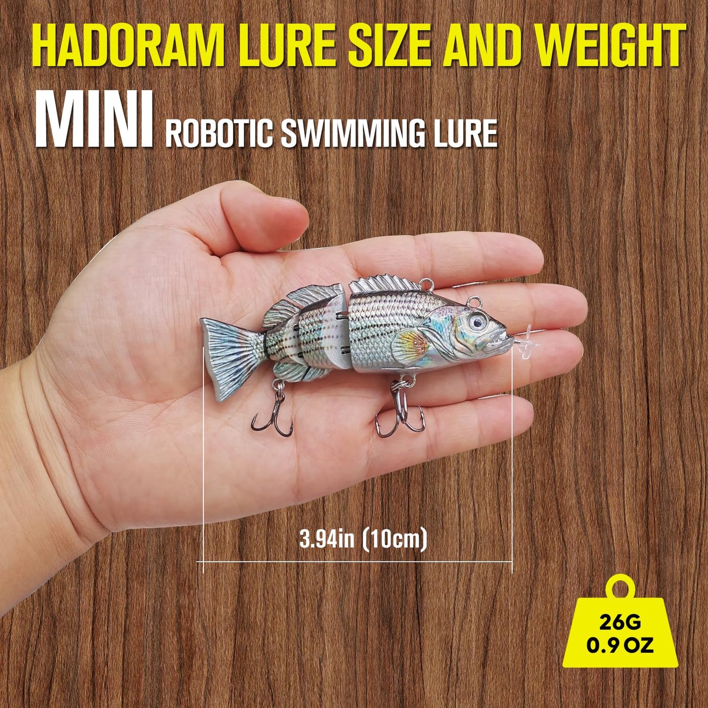 Robotic Swimming Lure 3.9” Electronic Lures USB Rechargeable LED Light 4 Segment Multi Jointed Swimbait Fishing Tackle for Bass Trout Pike (Common Shad)