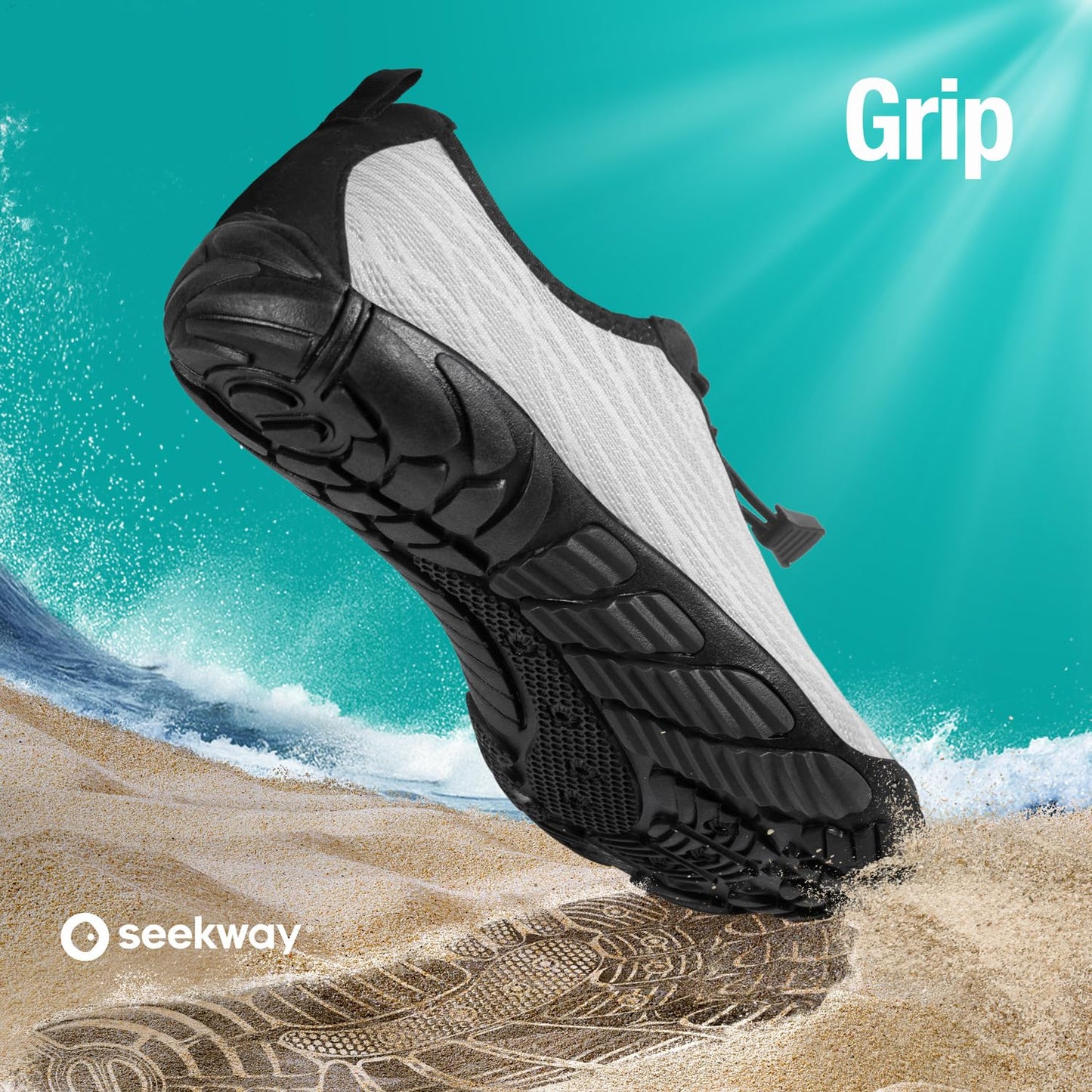 SEEKWAY Water Shoes Quick-Dry Barefoot Sports Aqua Beach Pool Swimming River Lake Hiking Kayaking Surfing Men Women AB004 White SP001