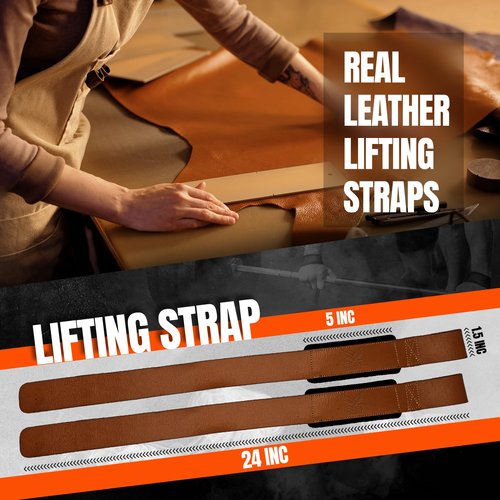 Genuine Leather Lifting Straps, Wrist Assistance for Heavy Pulls, Weightlifting Bodybuilding, Gym, Fitness Accessories, Strength Training, Powerlifting, & Deadlifts (Leather/Strap-Black, Leather/Black)