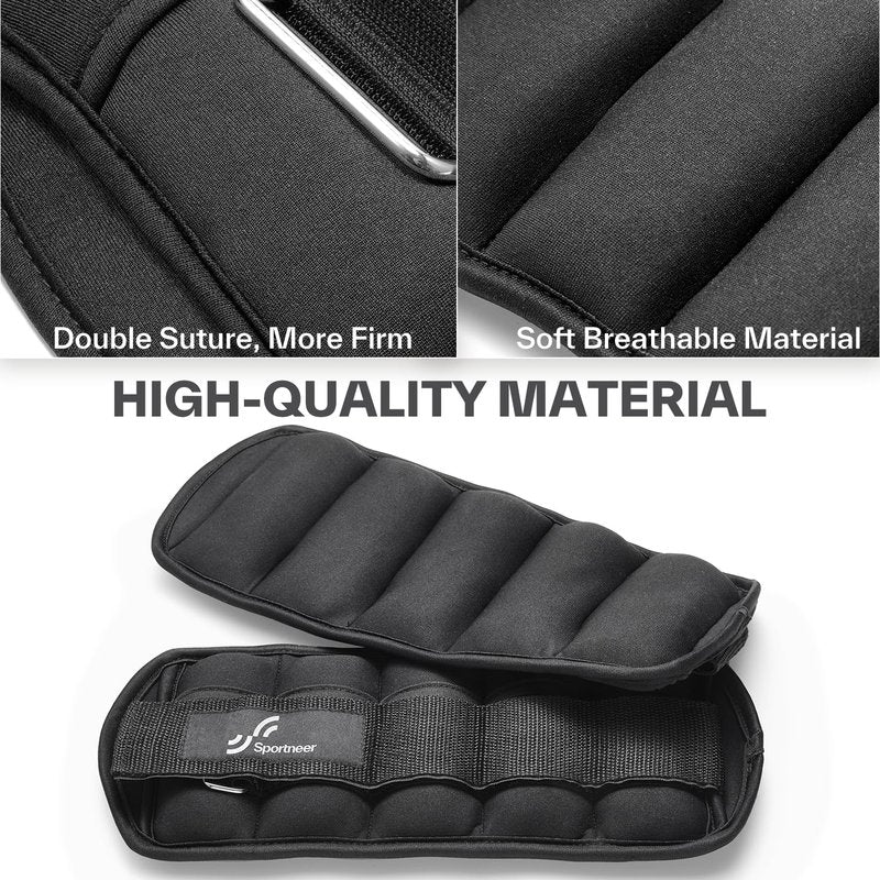 Sportneer Adjustable Ankle Wrist Weights for Men Women Kids, Adjustable Leg & Cuff Weight Straps for Fitness, Walking, Running, Aerobics, Yoga, Gym | 2 lbs for Each Ankle, 1 Pair total weight 4 lbs