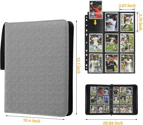GERMUN 9 Pocket Card Binder - Premium Zip Trading Card Album for MTG, TCG & Sports Cards | Grey2