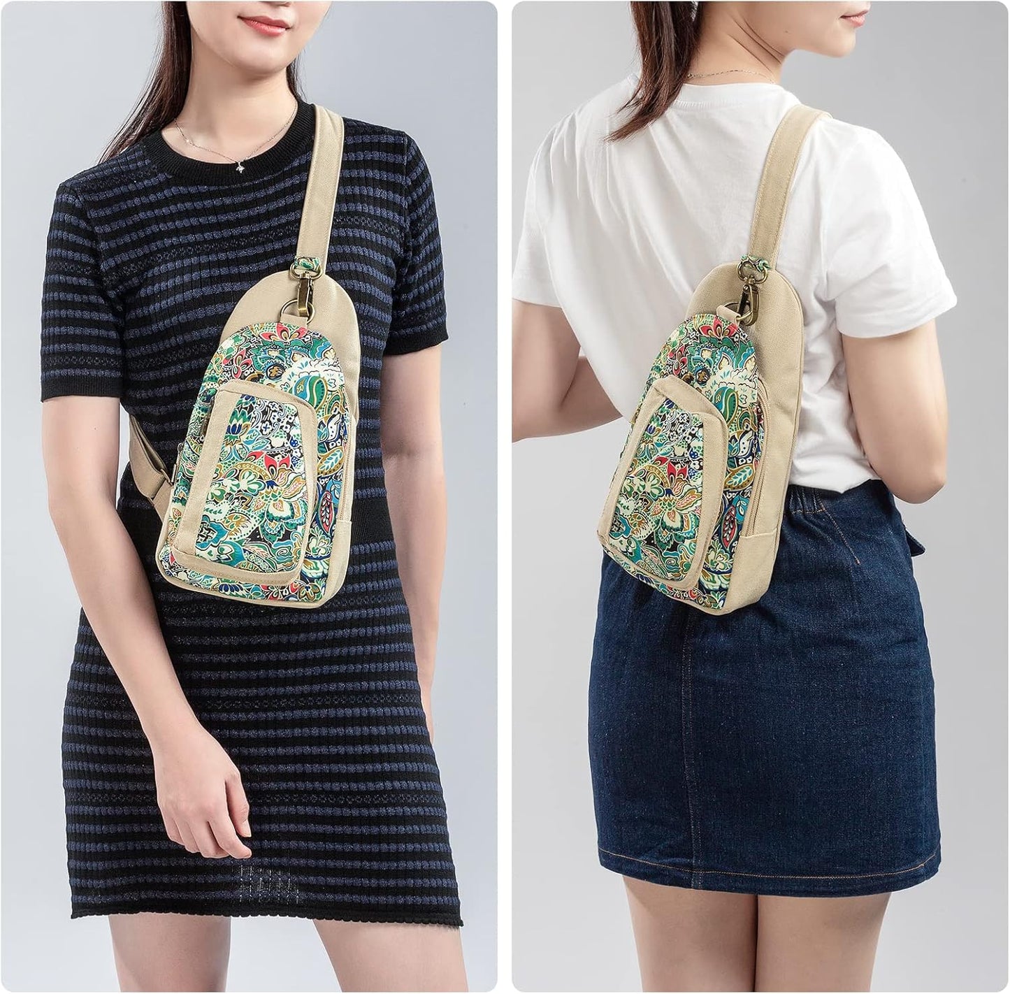 Skiennix Black Butterfly Canvas Chest Bag - Stylish Crossbody Pack for Travel | Small Size