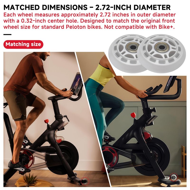 Replacement Front Wheels Compatible with Peloton Bike – 2.72 Inch Exercise Bike Transport Caster Kit, Mobility Replacement Wheels for Home Gym or Apartment Use