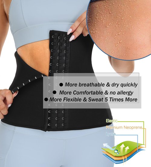 TELALEO Neoprene Waist Trainer for Women - Slimming Body Shaper - 2 Hot Waist Trimmer Cincher Sweat Belt - Tummy Control Corset Girdle XX-Large/03