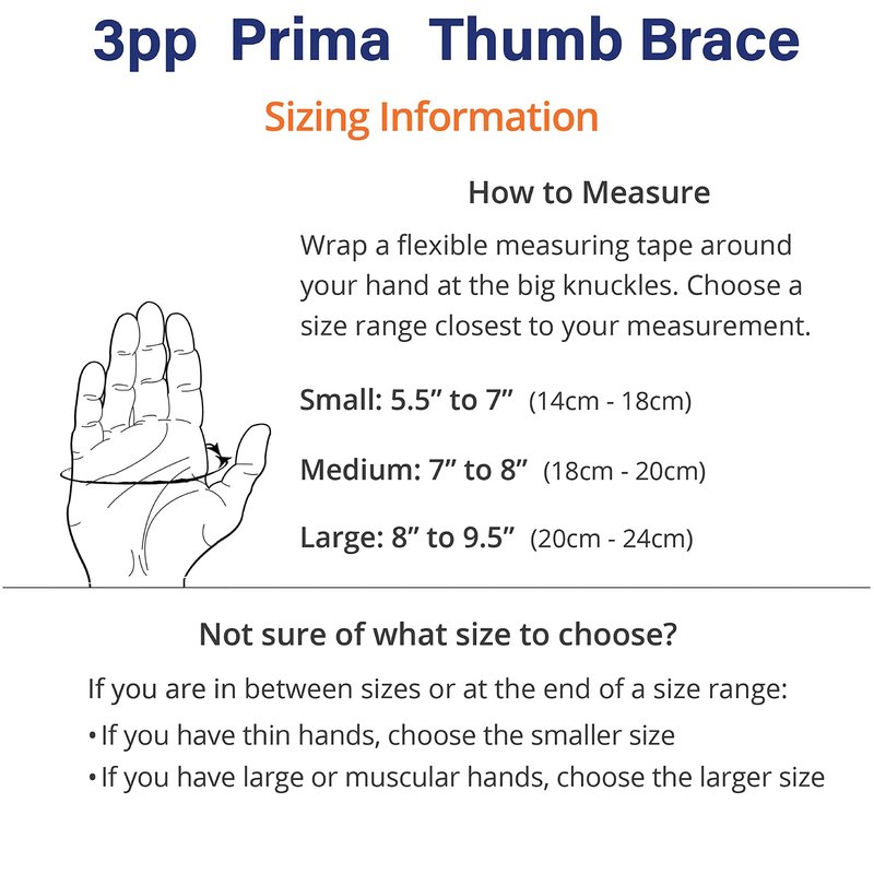 3-Point Products 3pp Prima Thumb Brace, Adjustable Brace for CMC Thumb Arthritis and Other Injuries, Right Hand, Size Medium