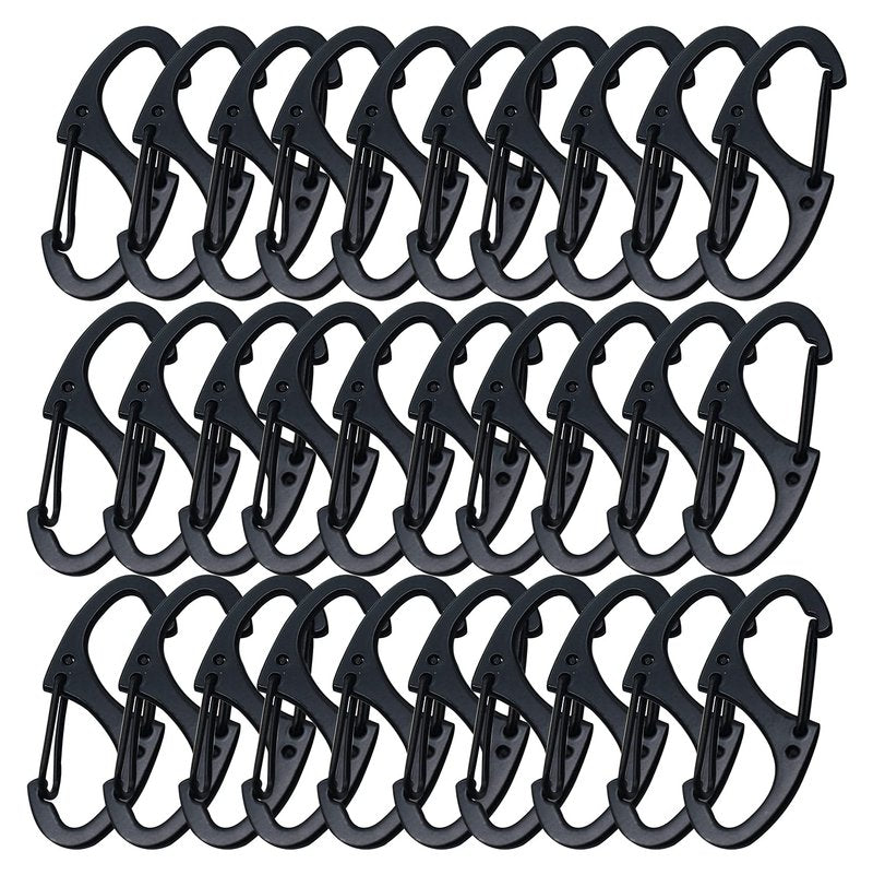 Bytiyar Small Carabiner Clips 1.6 inch(41mm) Metal Double Sided Spring Gate Snap Hooks Keychain Clasp Accessories, 30 Pcs Black