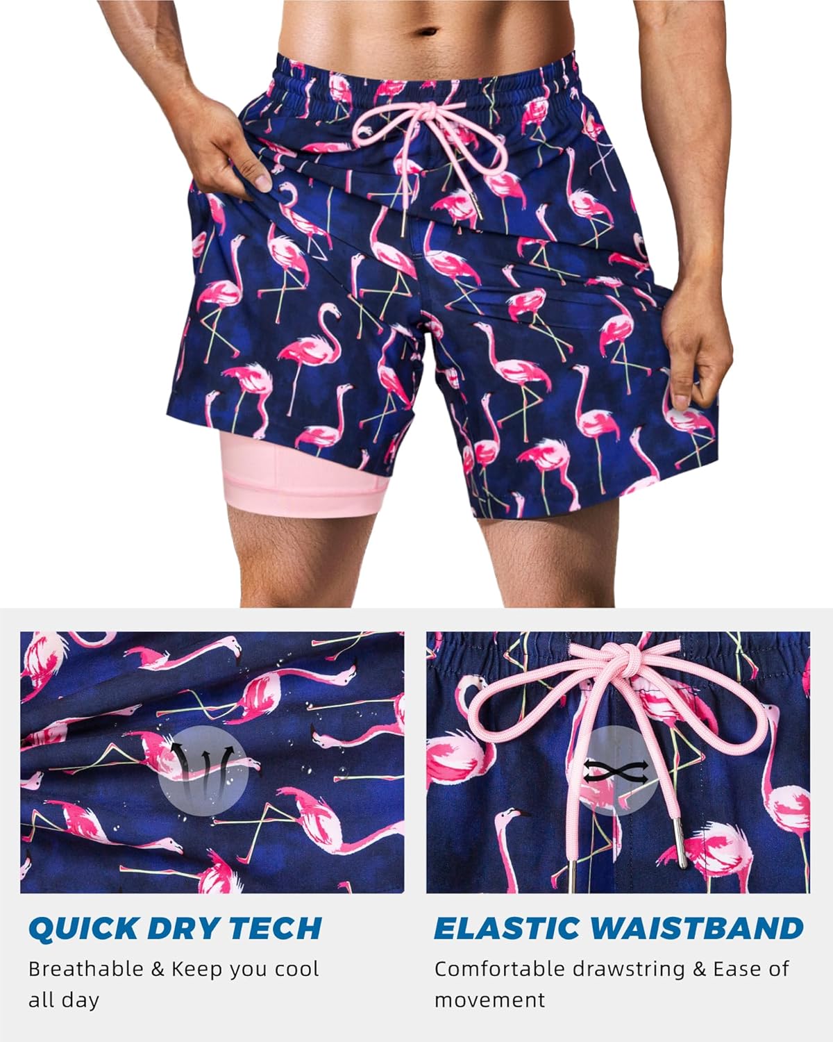 Surf Cuz Men's Swim Trunks - Quick-Dry 7" Compression Liner Shorts for Ultimate Comfort