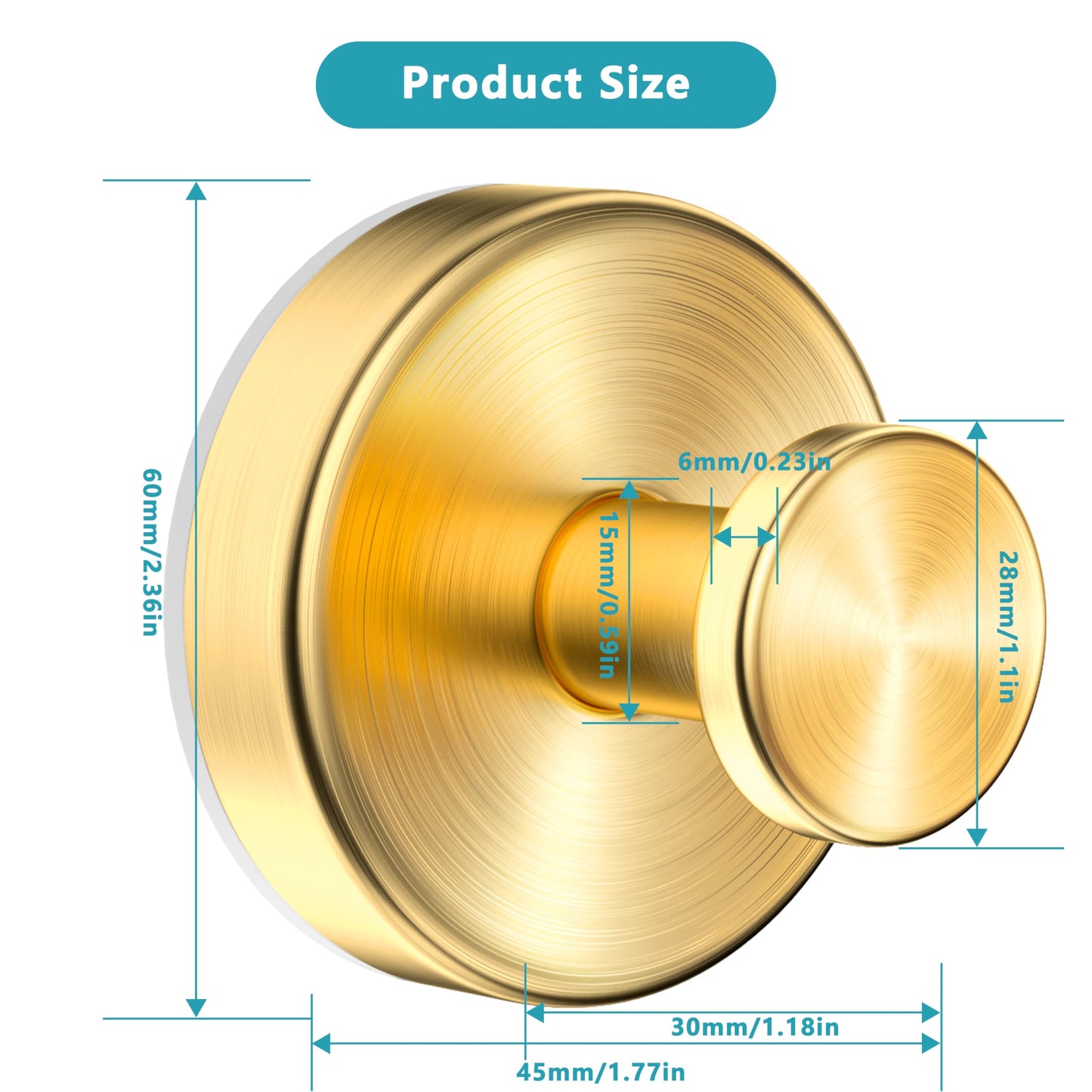 Suction Cup Hooks for Shower,Wreath Hanger for Front Door,Removable No Drill Waterproof Towel Loofah Hook,Upgraded 15 lbs Strong Suction Metal Hooks for Bathroom,Wall,Garland Glass Door-Gold 2 Pcs