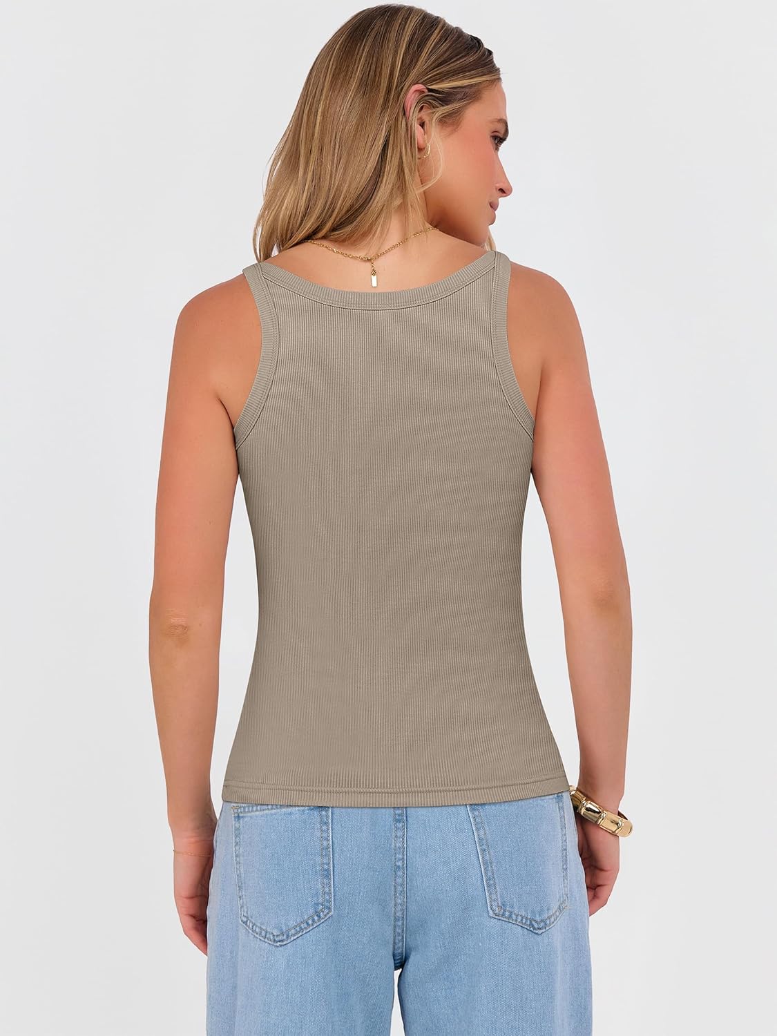 ANRABESS V Neck Tank Tops - Women’s Ribbed Knit Camisole | Casual Sleeveless Slim Fit Cami Shirt