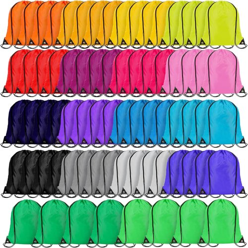 LEIFIDE Drawstring Bags - 200 Pcs Nylon Sport Backpack Set for Homeless Care | Multicolor