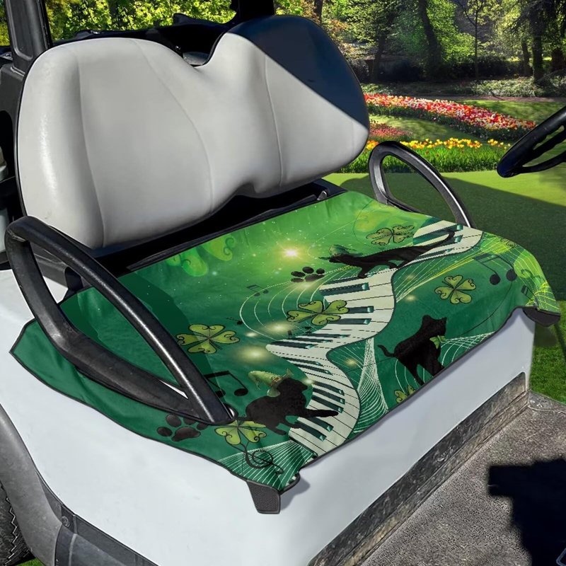 Boatee cat Golf cart seat Covers st. Patrick's Day Heavy Duty Golf cart seat Cover Clover Golf Accessories Easy to Install 2-Person Seats Golf cart Decor Club car seat Covers Green