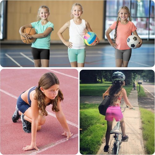 DIPUG Girls Volleyball Shorts - 3 Pack High Waist Biker Shorts with Pockets for Dance & Gymnastics