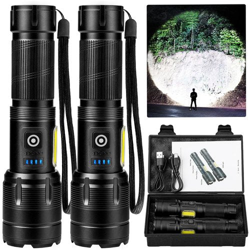 Bitlyle Rechargeable LED Flashlights High Lumen,99,000 Lumens Super Bright Flashlight,Powerful Flash Light 7 Modes with COB Work Light Waterproof for Home Outdoor Camping Hiking