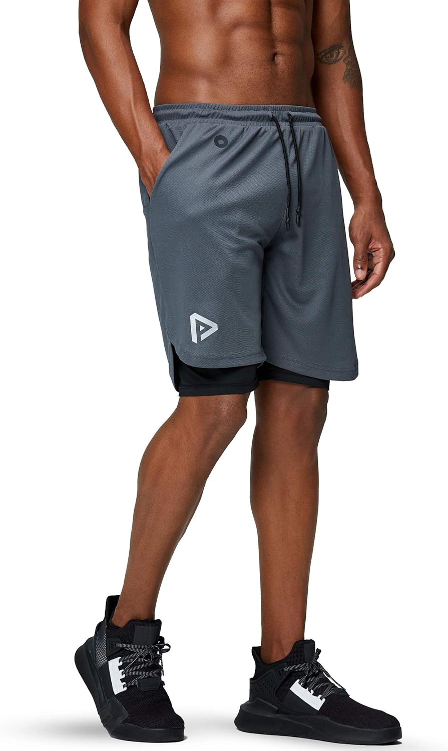 Pinkbomb Men's 2-in-1 Running Shorts - Quick Dry Gym Workout Shorts with Phone Pocket