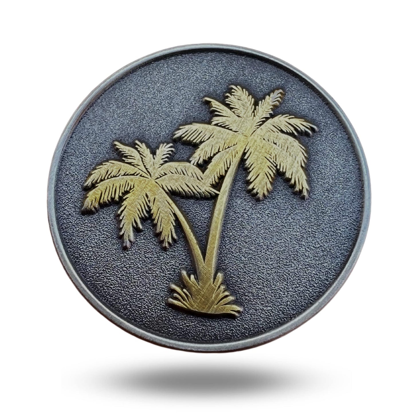 Full Metal Markers Palm Tree Unique Magnetic Metal Golf Ball Marker Accessory with Hat Clip for Men and Women (1 Ball Marker + 1 Hat Clip)