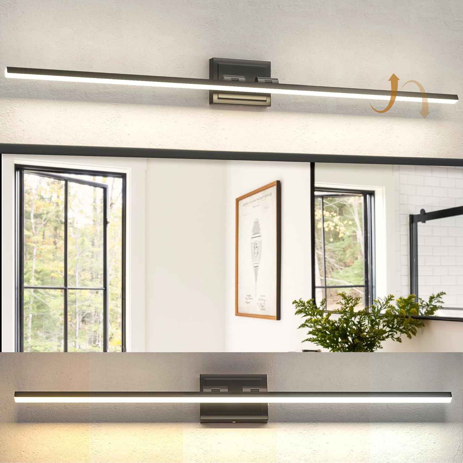 NIORSUN 24-Inch Dimmable LED Bathroom Vanity Light Fixture - Modern Black Over Mirror Lighting, 5CCT, ETL Certified