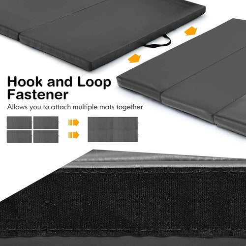 GYMAX Gymnastics Mat - 4 FT x 8 FT x 2 Inches Folding Exercise Mat with Carry Handles & Waterproof Cover | Ideal for Yoga, Tumbling & Martial Arts