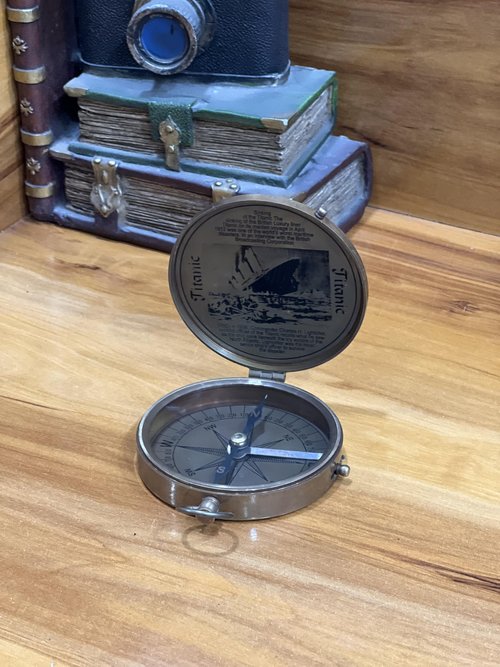 Collectibles Buy Authentic Antique Lid Titanic Compass Brass Finish Directional Magnetic Compass Vintage Nautical Sailor Article - Maritime Magnetic Gift