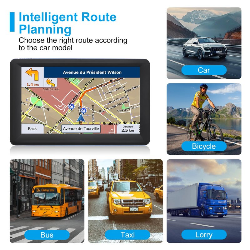 7" GPS Navigator for Car Truck RV, Car GPS Navigation System with 2026 Maps, Lifetime Free Updates, Voice Guidance, Speed & Red-Light Camera Alerts, Custom Truck Routing (Blue)