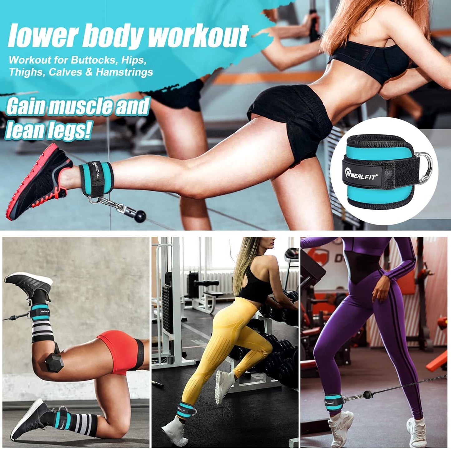 Skiennix Ankle Strap for Cable Machine - Versatile Gym Cuff for Kickbacks & Glute Workouts