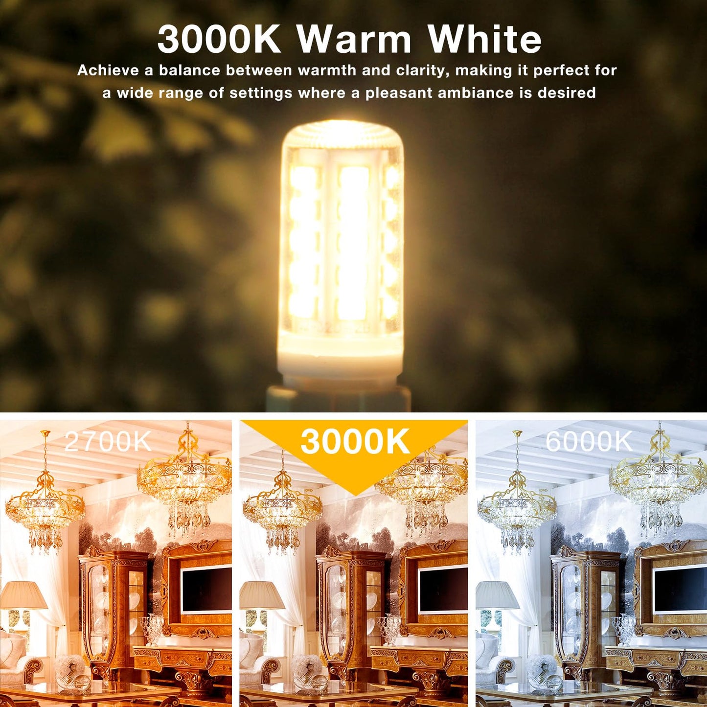 DAYBETTER 12 Pack Dimmable G9 LED Bulb 4W (40 Watt Equivalent), 3000K Soft Warm White, G9 Halogen Bulb T4 G9 Bi-pin Base Light Bulbs for Chandelier,120V 450LM 360 Beam Angle No-Flicker G9 Bulb