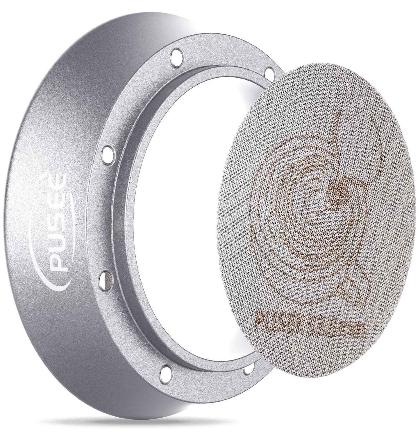 58mm Espresso Dosing Funnel & 58.5mm Puck Screen,PUSEE Coffee Dosing Ring Aluminum Metal,Reusable 1.7mm Thickness 150μm Espresso Puck Screen 316 Stainless Steel Fits 58mm Portafilter