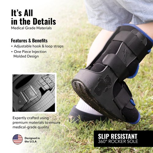Braceapedia Pediatric Buddy Boot, Kids Medical Grade Left/Right Foot & Ankle Support Brace, Sprain & Injury Recovery Walker Boots, Kids Ankle Brace for Sports and Recovery, Large Yellow Liner, Black