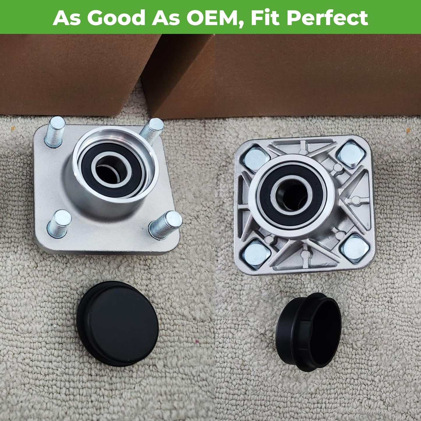 10L0L Golf Cart Front Wheel Hub Assembly for Club Car DS & Precedent 2003 up/Tempo 2018 up, OEM# 102357701 with Hub Bearing/Oil Seal/Dust Covers (2 Packs)
