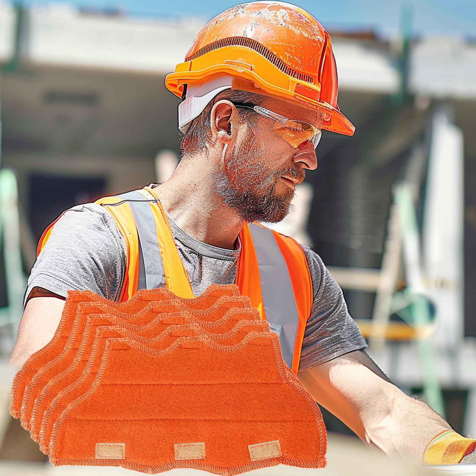 Aolamegs Safe Hard Hat Sweatband- 10PCS Sweat Bands Washable, Hard Hat Liner Replacement, Flame Retardant Cotton Hard Hat Accessories Sweat for Welding Helmet, Construction Hats, Chainsaw Helmet