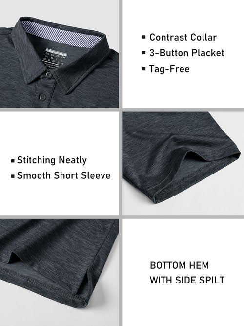 MAGCOMSEN Men's Polo Golf Shirt - Moisture-Wicking 3-Button Athletic Tee | Casual Short Sleeve