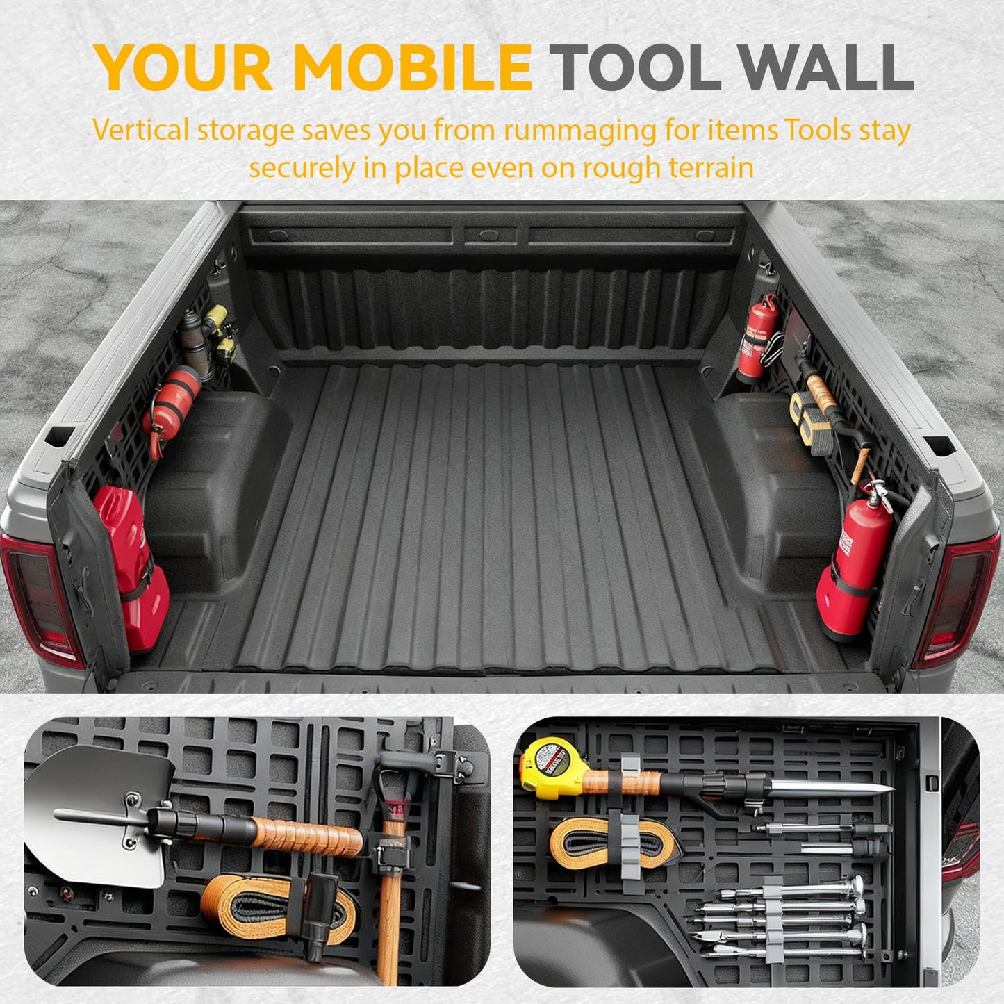 MusixiA Side Bed Molle Panel Compatible with 2019-2025 Chevy Silverado/GMC Sierra 5.8FT Truck Panel System Fit for 19-25 Chevy Silverado Accessories