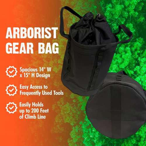 FORESTER Large Arborist Rope Bag - Bucket Style Storage Bag | Arborist Equipment | Tree Climbing Gear | Heavy Duty Nylon Gear Bag with Handles