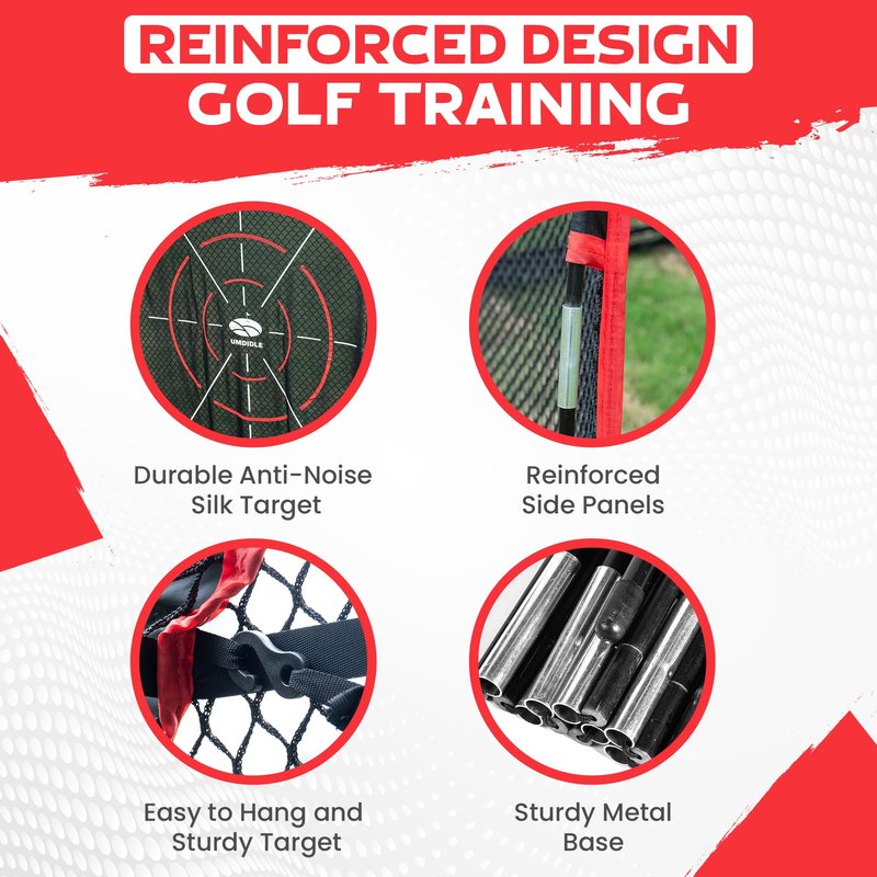 UMDIDLE 10x7ft Heavy Duty Golf Hitting Net with Swing Path Mat & Turf Insert – Backyard & Garage Golf Practice Net for Real Golf Balls, Indoor Outdoor Full Swing & Chipping